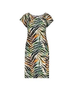 Geisha 67422-60 may 775 dress elastic shoulder jersey aop pr.03-26-2 brown/green