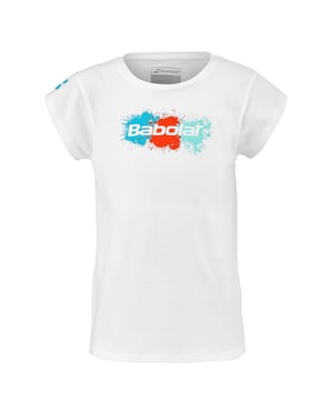 Babolat Kinderen/Kids T-shirt met ronde hals en verfspatten, standaard pasvorm (Wit/Rood/Blauw)