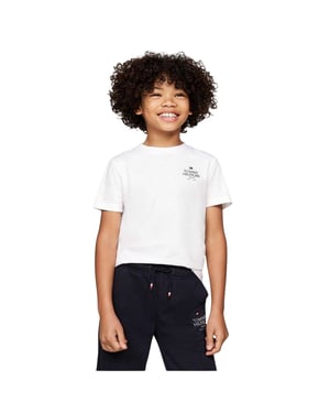 Tommy Hilfiger T-shirt met logo op de borst voor jongens (Wit)