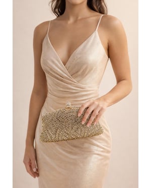 Embellished Clutch Bag In Gold