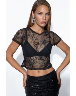 Bloemenpailletten Slim-Fit Blouse