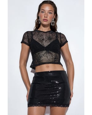 High-Waist Bodycon Sequin Mini Skirt