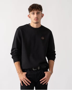 Badge Crew Neck Sweatshirt in Black
