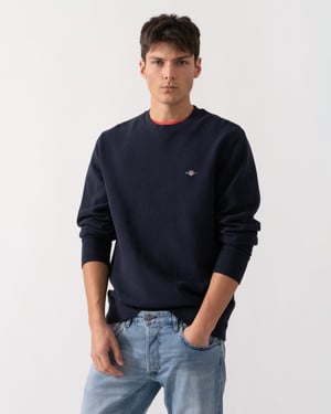 Texture Crew Neck Crew Neck Sweatshirt in Navy