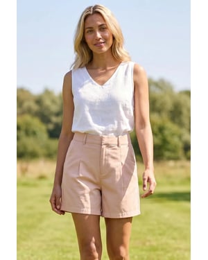 Pure Cotton Pleat Front Shorts