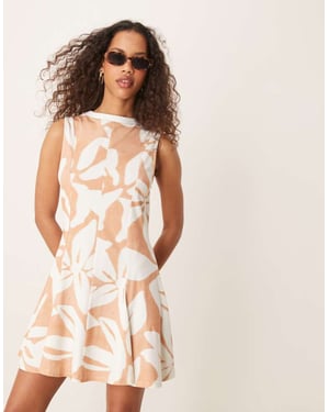 ASOS Design cotton sleeveless midi sundress in pink and white oversized floral print