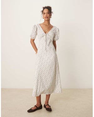 Glamorous v neck tie front maxi dress in lilac floral