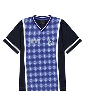 Lyle & Scott Kinder-T-shirt met argylepatroon en V-hals uit 1874 (Nu Blauw)