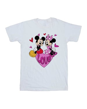 Disney Heren Love Mickey & Minnie Mouse Harten Katoenen T-Shirt (Wit)