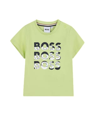 Boss Kinderen/Kinderen Belettering Crew Hals Normaal T-Shirt (Appelgroen)