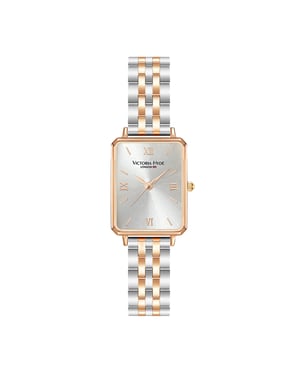 VICTORIA HYDE Rectangle Ladies Watch Green Dial Analogue Quartz Wristwatch with Stainless Steel Bracelet, rose gold