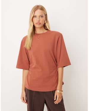 Tops by ASOS DESIGN Crew neck Padded shoulders Short sleeves Cinched waist Regular fit