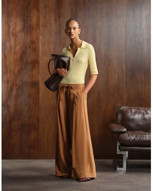 ASOS DESIGN soft wide leg trousers in washed caramel