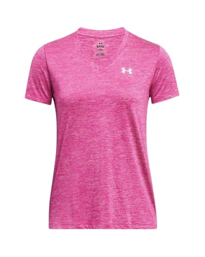 Under Armour T-shirt met gedraaide V-hals en losse pasvorm voor dames (Heet Roze)