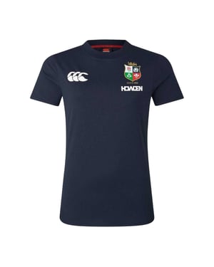 Canterbury Dames-T-shirt British & Irish Lions Rugby 2024 (Donkere saffier)
