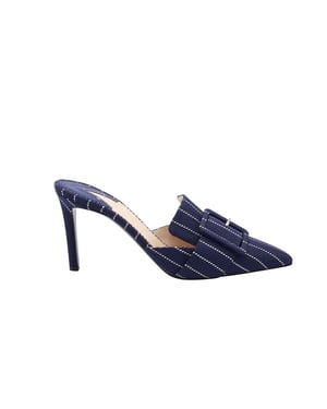 Altuzarra 75mm Pinstripe Heels in Navy Blue Leather