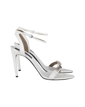 Proenza Schouler Ankle Strap Sandals with Geometric Hardware in White Leather