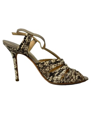 Jimmy Choo Python Embossed Strappy Sandals in Animal Print Leather