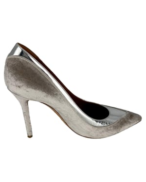 Malone Souliers Pointed Pumps in Silver Velvet