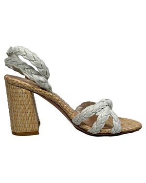 Gianvito Rossi 85 Woven Raffia Sandals in White Leather