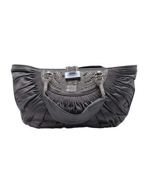 Dior Pleated Plissé Tote in Black Leather