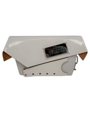 Maison Margiela Small Snatched Shoulder Bag in White Patent Leather