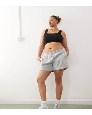 Noisy May Curve elasticated waist shorts in light grey