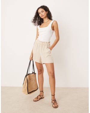 JDY paperbag shorts in beige