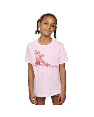 Disney Winnie the Pooh Piglet Chain of Hearts - T-shirt i bomull för flickor (Rosa)