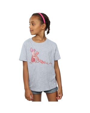 Disney Meisjes Winnie The Pooh Knorretje Hartenketting Katoenen T-Shirt (Sportgrijs)