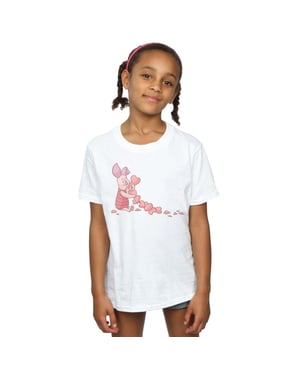 Disney Meisjes Winnie The Pooh Knorretje Hartenketting Katoenen T-Shirt (Wit)