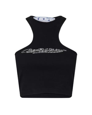 Off White Dames/Dames Relaxed Fit Tanktop (Zwart)
