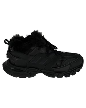 Balenciaga Track Faux Fur-Lined Sneakers in Black Polyurethane