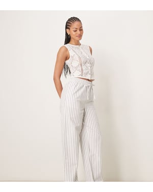 ASOS DESIGN Långa linne-look byxor med resår i svart rand