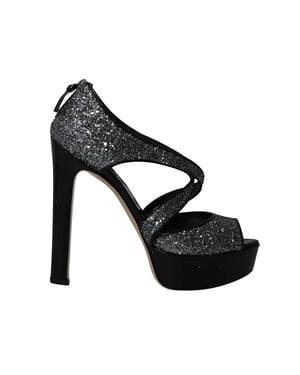 Miu Miu Platform Heels in Silver Glitter
