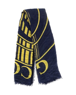 Gucci Logo Disk Scarf in Navy Blue Cotton Silk