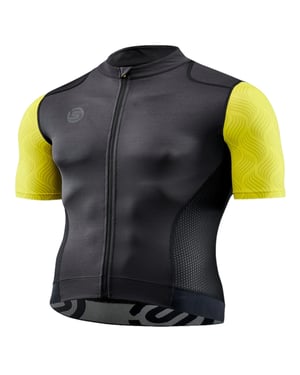 Skins Heren Elite fietsshirt met hoge kraag (Geel/zwart)