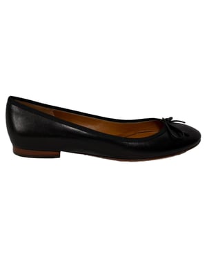Celine Ballerina's met Strikdetails in Zwart Leer