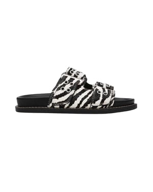 Steve Madden Agent Zebramönstrade Sliders för dam och dam (Vit/Svart)