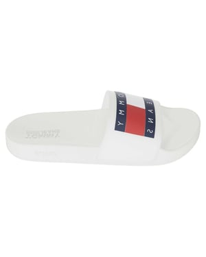 Tommy Jeans Sliders met voorgevormd voetbed met vlaglogo voor heren (Wit)