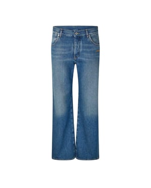 Off White Herenjeans met wijde pijpen en een relaxte pasvorm (Medium Blauw)