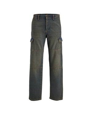 Jack And Jones Heren Eddie Denim Straight Leg Cargo Jeans (Blauwe Denim)