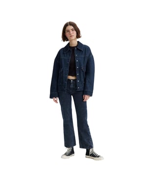 Levis Dam/Ladies Denim Mid Rise Straight Leg Jeans (Marinblått)