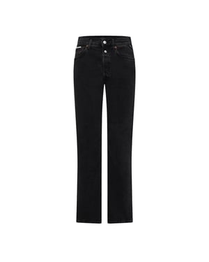 Replay Dam Kottont Denim Dubbelknappp Straight Jeans (Svart)