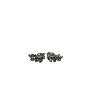 Tory Burch Clustered Crystal with Pearl Clip-On Earrings in Silver Metal