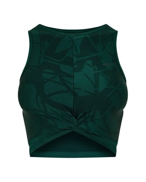 Reebok Smal yogatopp med bladmönster för damer (Skogsgrön)