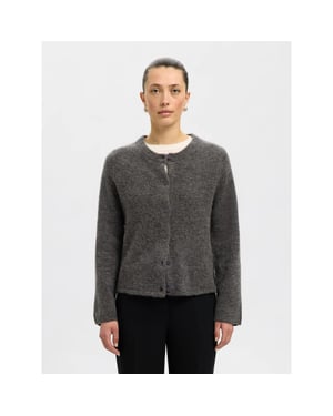 Selected Femme slwlulu new ls knit cardigan noos 16098138 medium grey melange
