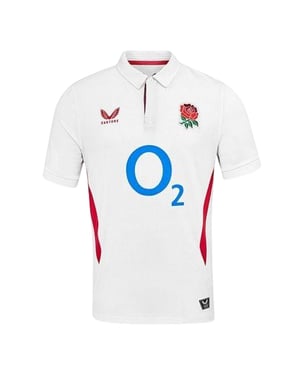 Castore Unisex Volwassen 2025 Engeland Rugby Klassieke Rugby Shirt (Wit/Rood)