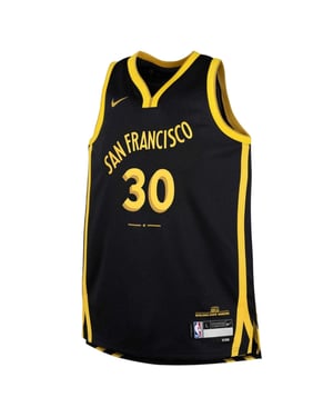 Nike Basketbalshirt voor jongens van Stephen Curry van de Golden State Warriors (Zwart)