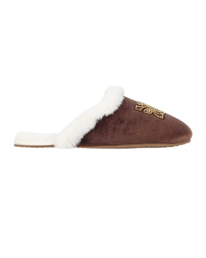 Biba Dames Geborduurde Muilezels (Bruin)